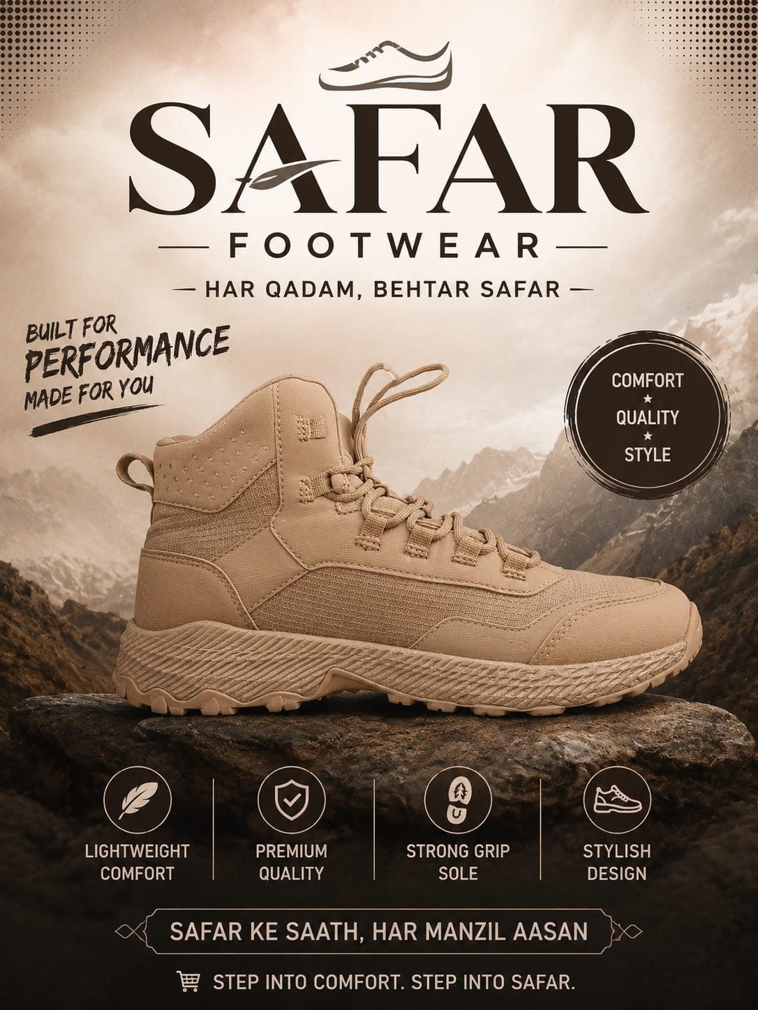 Safar Footwear Tan Hiking Boots