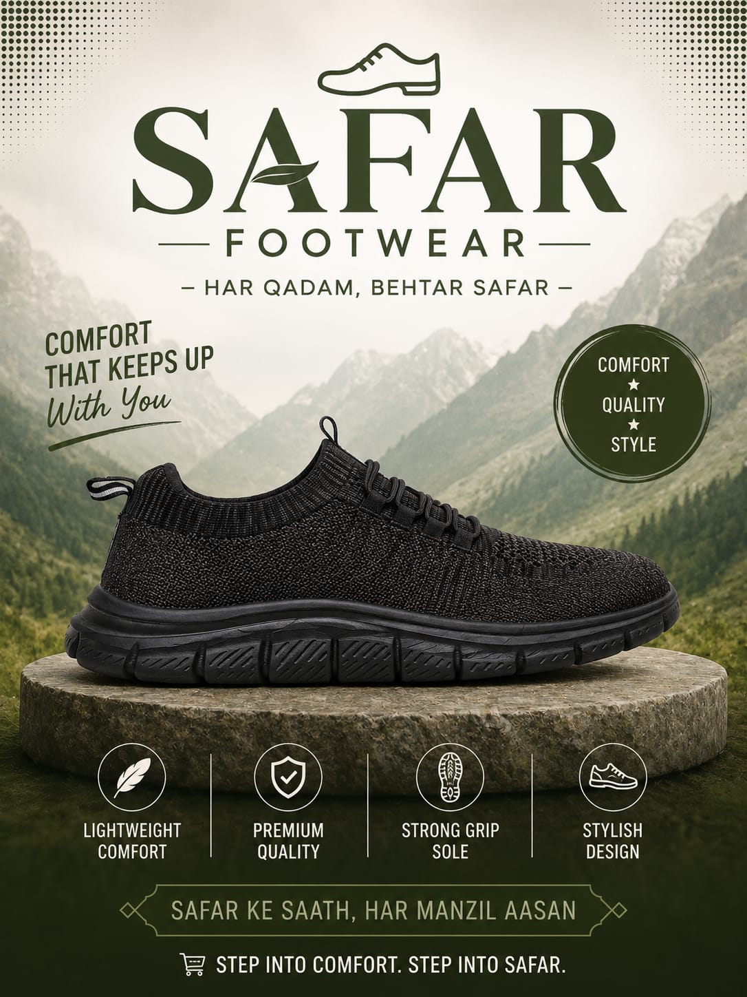 Safar Footwear Black Knit Slip-On Sneakers